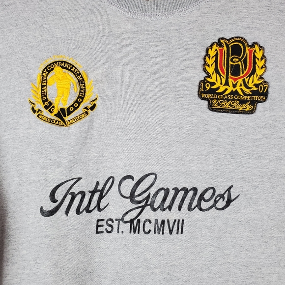 US RUGBY Co Slim Fit Gray T Shirt Top 3XL Mens Patch Embroidered 1907 - Picture 3 of 15